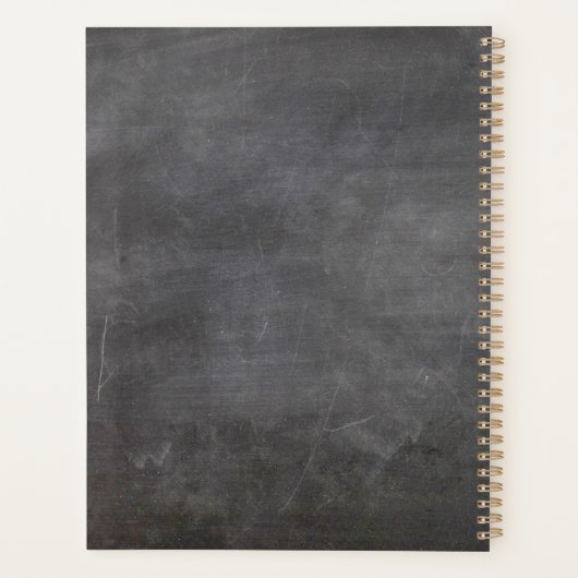 Leraarsnaam Goud Script Rood Apple Blackboard Planner (Achterkant)