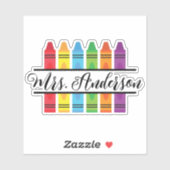 Leraarsnaam Monogram met kleurpotloden Sticker (Vel)