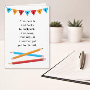 Leraarswaardering Rood Geel Blauw Potloden Kaart