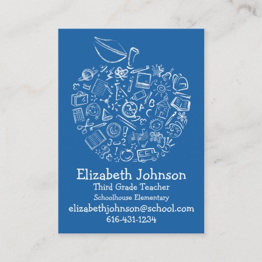 Leraren Apple Visitekaartje - blauw (Voorkant)