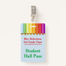 Leraren Colorful Hall Pass Badge