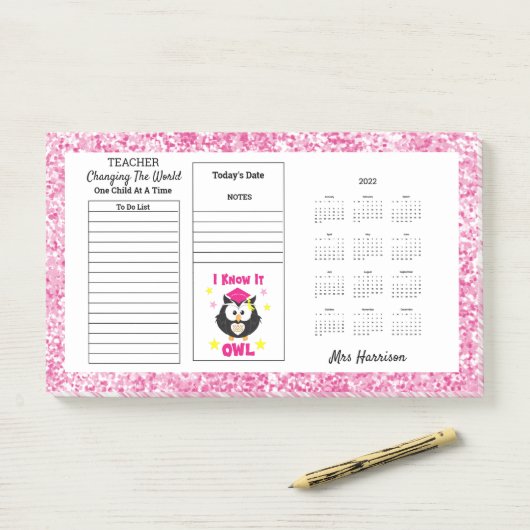 Leraren Funny Owl Desk Calendar Memo Post-it® Notes (Op bureau)