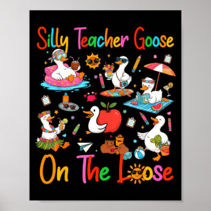 Leraren gans zomervakantie laatste schooldag poster
