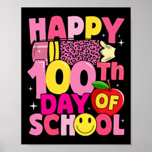 Leraren Kinder Happy 100ste Dag van de School Pink Poster