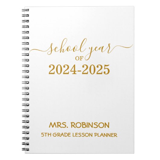 Leraren Lesson Planner Gold Script Gift Notitieboek (Voorkant)