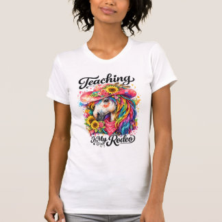 Leraren Rodeo Shirt, Bloemige Paard Cowgirl T-shir T-shirt