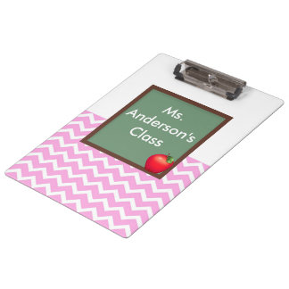 Leraren Roze Chevron Chalkboard Klembord