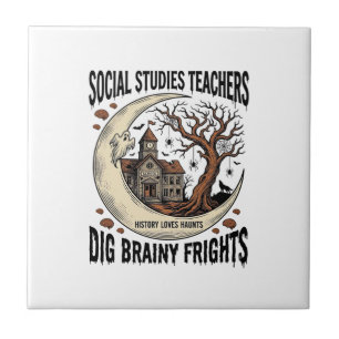 Leraren sociaal onderwijs T-shirt Spooky Brainy Fr Tegeltje