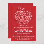 Leraren Uitnodiging Apple-Partij - Rood (Voorkant / Achterkant)