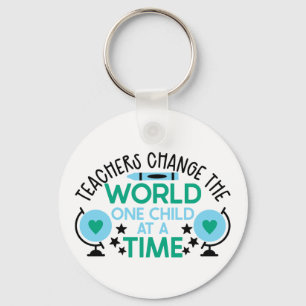 Leraren veranderen de wereld Wereldbol Blauwe Sleu Sleutelhanger