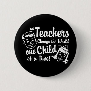 Leraren verwisselen Wereld Wit Ronde Button 5,7 Cm