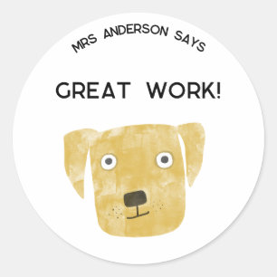 Lerarenaam Aanmoediging Grappige Hond Ronde Sticker