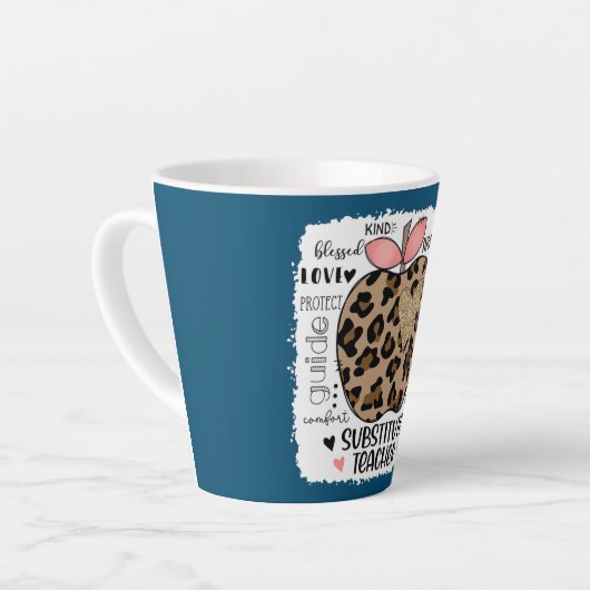 lerarenleven Leopard Apple leraar substituut Latte Mok (Linkerhoek)