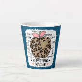 lerarenleven Leopard Apple leraar substituut Latte Mok (Voorkant)