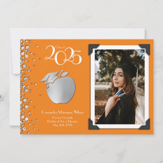 Lerarenopleiding Zilver Afstuderen Sinaasappel Kaart (Voorkant)
