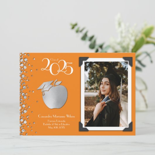 Lerarenopleiding Zilver Afstuderen Sinaasappel Kaart (Staand voorkant)