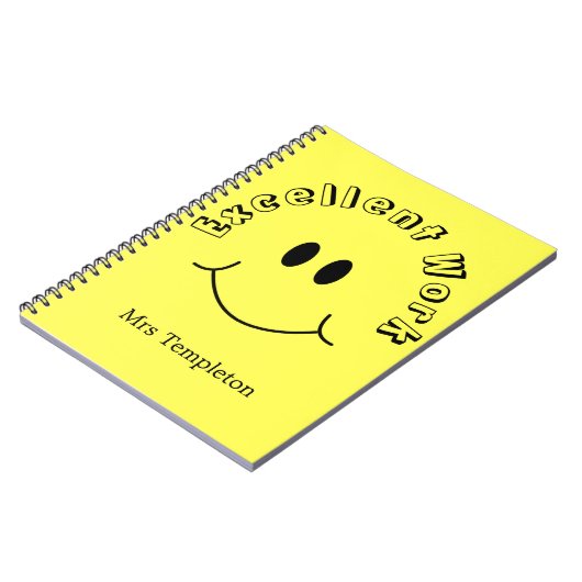 Lerarenschool Lachend Gezicht Geel Notitieboek (Linkerzijde)