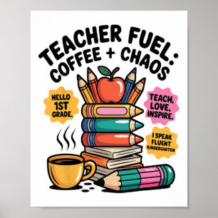 Lerarentreibstof Koffie Chaos Grappige Terug Naar Poster