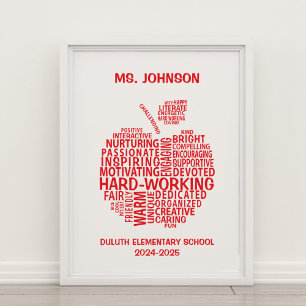 Lerarer Waardering Typografie Appel Woord Clo Poster