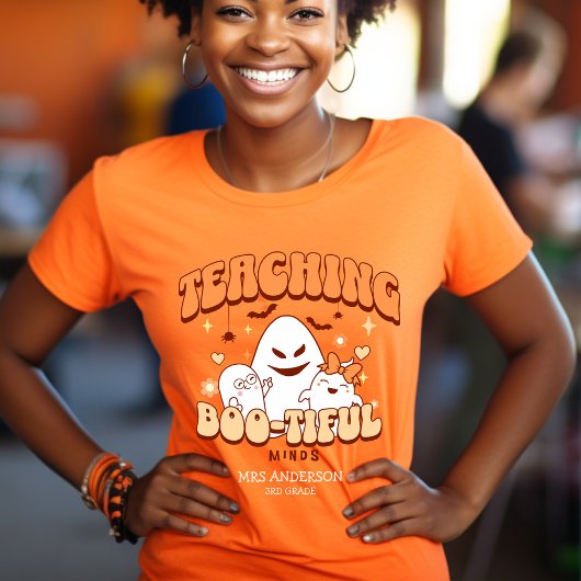 Leren Boo-tiful Minds Custom Teacher Halloween T-shirt