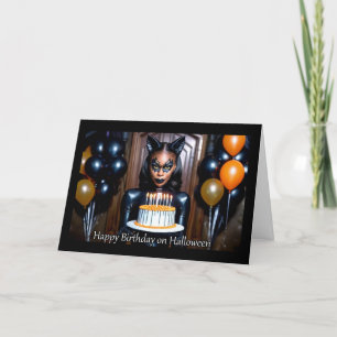 Leren Catwoman - Verjaardag Halloween Feestdagen Kaart