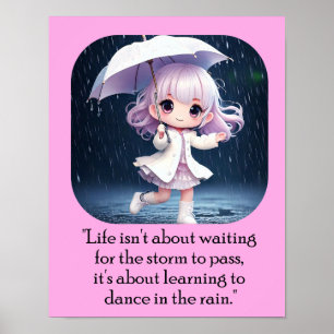 Leren dansen in de regen Chibil kunstposter Poster
