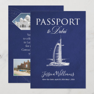 Leren Dubai Paspoort Save the Date Kaart