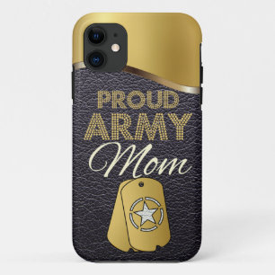 Leren en Gouden Trots Army Moeder iPhone 11 Hoesje