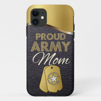 Leren en Gouden Trots Army Moeder iPhone 11 Hoesje