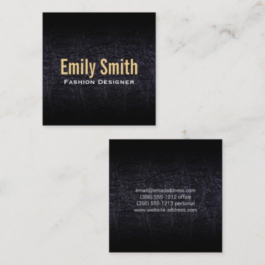 Leren faux (krokodil) vierkante visitekaartje (Voorkant / Achterkant)