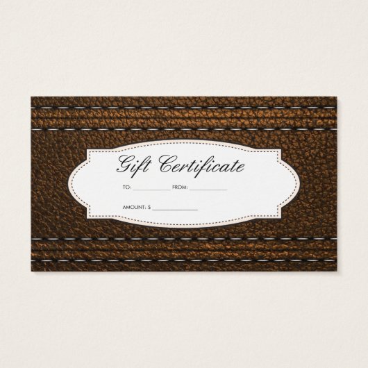 Leren gestikt | Cadeaubon Visitekaartje (Achterkant)