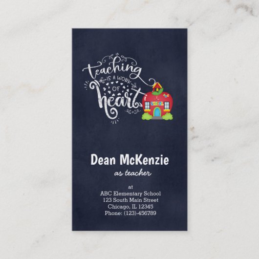 Leren is een hartverscheurend werk visitekaartje (Voorkant)