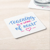 Leren is een kunstwerk vierkante kartonnen onderzetter (Schuin)