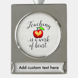 Leren is een werk van hartlerarenwaardering verzilverd banner ornament