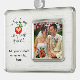 Leren is een werk van hartlerarenwaardering verzilverd kader ornament