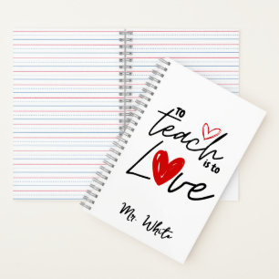 Leren is houden van een gepersonaliseerde leraar notitieboek