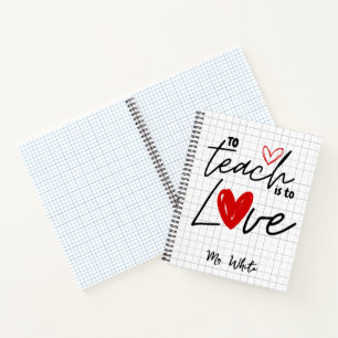 Leren is houden van een gepersonaliseerde leraar notitieboek