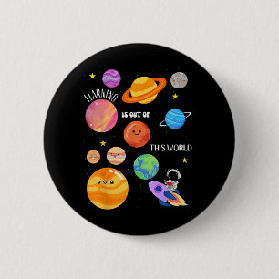 Leren is uit deze wereld van de ruimtewetenschap ronde button 5,7 cm