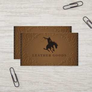 Leren landelijke western country paard designer visitekaartje