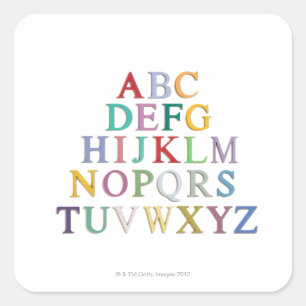 leren, letters, alfabet vierkante sticker