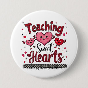 Leren Lieve Harten Grappige Valentijnsdag Leraar Ronde Button 7,6 Cm