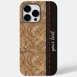 Leren look motief patroon Case-Mate iPhone 14 pro max hoesje