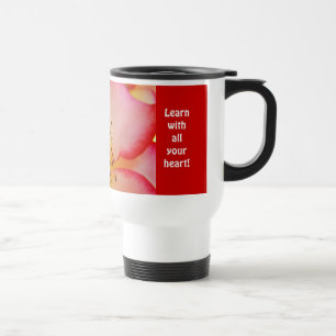 Leren met heel je hart! Koffiemok rozen bloemen Reisbeker