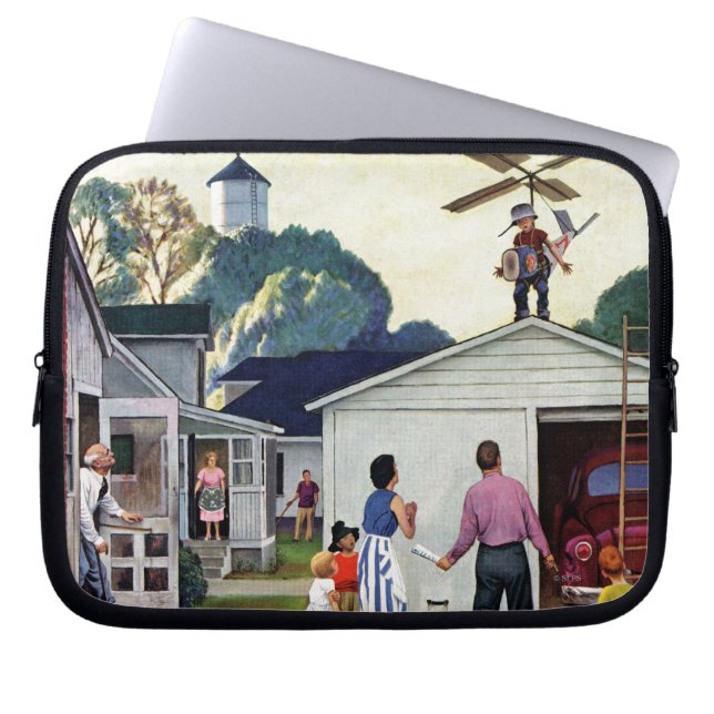 Leren naar vliegen laptop sleeve (Voorkant)