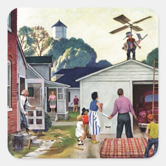 Leren naar vliegen vierkante sticker (Voorkant)