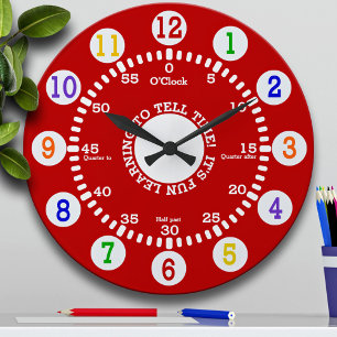 Leren om tijd te vertellen (rood) grote klok