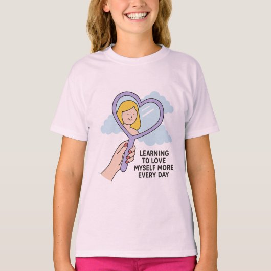 Leren om van mezelf te houden - Heart Mirror Illus T-shirt (Voorkant)