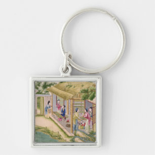 Leren over Silkwormen Sleutelhanger