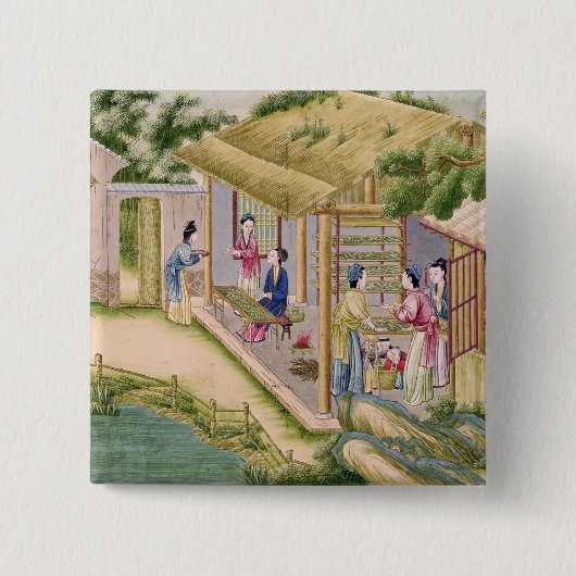 Leren over Silkwormen Vierkante Button 5,1 Cm (Voorkant)