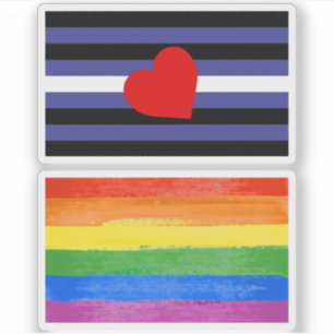 Leren Pride-vlag en Hart Sticker